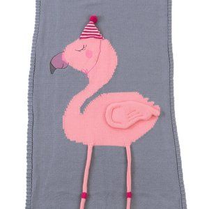Grey Flamingo Knit Crib Children Throw Wrap Blanket